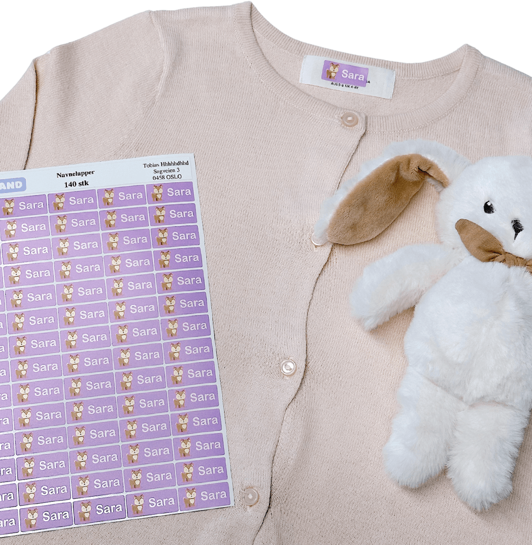 Navnelapper til klær og eiendeler