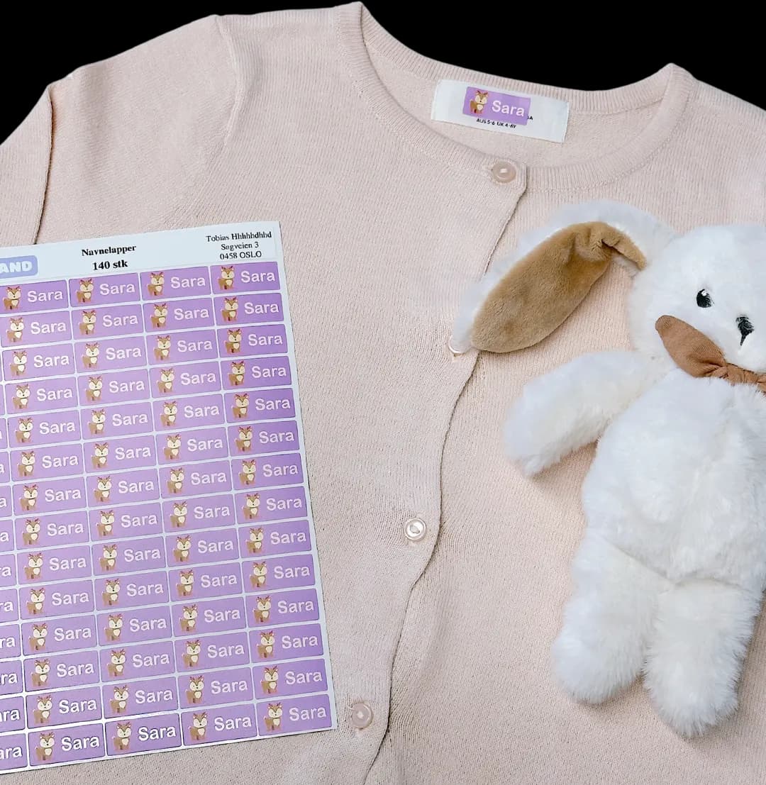 Navnelapper til klær og eiendeler